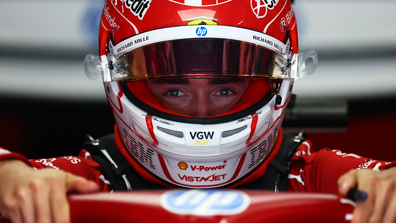 BARCELONA, SPAIN - MAY 31: Charles Leclerc of Monaco and Scuderia Ferrari prepares to drive during