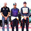 2022: Horner, Newey, Sergio Perez, Verstappen and Marko stand in tribute following the passing of Red Bull founder Dietrich Mateschitz