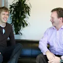 2008: Horner with new Red Bull driver Sebastian Vettel on his first visit to the team's headquarters in Milton Keynes. Vettel would go on to win the Drivers' Championship four times with Red Bull