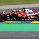 SAO PAULO, BRAZIL - NOVEMBER 09: Lewis Hamilton of Great Britain driving the (44) Scuderia Ferrari SF-25 loses his front wing during the F1 Grand Prix of Brazil at Autodromo Jose Carlos Pace on November 09, 2025 in Sao Paulo, Brazil. (Photo by Anni Graf - Formula 1/Formula 1 via Getty Images)