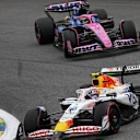 SAO PAULO, BRAZIL - NOVEMBER 09: Liam Lawson of New Zealand driving the (30) Visa Cash App Racing Bulls VCARB 02 leads Pierre Gasly of France driving the (10) Alpine F1 A525 Renault on track during the F1 Grand Prix of Brazil at Autodromo Jose Carlos Pace on November 09, 2025 in Sao Paulo, Brazil. (Photo by Rudy Carezzevoli/Getty Images)