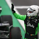 SAO PAULO, BRAZIL - NOVEMBER 07: Nico Hulkenberg of Germany and Stake F1 Team Kick Sauber waves in parc ferme during Sprint Qualifying ahead of the F1 Grand Prix of Brazil at Autodromo Jose Carlos Pace on November 07, 2025 in Sao Paulo, Brazil. (Photo by Mark Thompson/Getty Images)