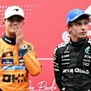 SAO PAULO, BRAZIL - NOVEMBER 08: Sprint winner Lando Norris of Great Britain and McLaren and Second placed Andrea Kimi Antonelli of Italy and Mercedes AMG Petronas F1 Team in parc ferme during the Sprint ahead of the F1 Grand Prix of Brazil at Autodromo Jose Carlos Pace on November 08, 2025 in Sao Paulo, Brazil. (Photo by Mark Sutton - Formula 1/Formula 1 via Getty Images)