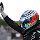 SAO PAULO, BRAZIL - NOVEMBER 08: Second placed qualifier Andrea Kimi Antonelli of Italy and Mercedes AMG Petronas F1 Team is interviewed during qualifying ahead of the F1 Grand Prix of Brazil at Autodromo Jose Carlos Pace on November 08, 2025 in Sao Paulo, Brazil. (Photo by Anni Graf - Formula 1/Formula 1 via Getty Images)