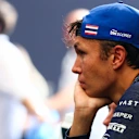 SAO PAULO, BRAZIL - NOVEMBER 08: Twelfth placed qualifier Alexander Albon of Thailand and Williams looks on during qualifying ahead of the F1 Grand Prix of Brazil at Autodromo Jose Carlos Pace on November 08, 2025 in Sao Paulo, Brazil. (Photo by Peter Fox/Getty Images)