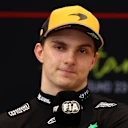 LUSAIL CITY, QATAR - NOVEMBER 30: Second placed Oscar Piastri of Australia and McLaren in the Drivers Press Conference during the F1 Grand Prix of Qatar at Lusail International Circuit on November 30, 2025 in Lusail City, Qatar. (Photo by Clive Rose/Getty Images)