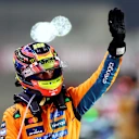 LUSAIL CITY, QATAR - NOVEMBER 29: Sprint winner Oscar Piastri of Australia and McLaren celebrates in parc ferme during the Sprint ahead of the F1 Grand Prix of Qatar at Lusail International Circuit on November 29, 2025 in Lusail City, Qatar. (Photo by Peter Fox/Getty Images)