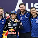MELBOURNE, AUSTRALIA - MARCH 07: Third placed qualifier Isack Hadjar of France and Oracle Red Bull Racing celebrates with teammates in parc ferme during qualifying ahead of the F1 Grand Prix of Australia at Albert Park Grand Prix Circuit on March 07, 2026 in Melbourne, Australia. (Photo by Mark Thompson/Getty Images)