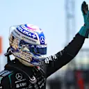 SHANGHAI, CHINA - MARCH 14: Sprint winner George Russell of Great Britain and Mercedes AMG Petronas F1 Team waves from parc ferme during the Sprint ahead of the F1 Grand Prix of China at Shanghai International Circuit on March 14, 2026 in Shanghai, China. (Photo by Rudy Carezzevoli/Getty Images)