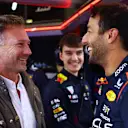 NORTHAMPTON, ENGLAND - JULY 11:  Daniel Ricciardo of Australia and Oracle Red Bull Racing speaks with Red Bull Racing Team Principal Christian Horner as he prepares to drive during Formula 1 testing at Silverstone Circuit on July 11, 2023 in Northampton, England. (Photo by Mark Thompson/Getty Images) // Getty Images / Red Bull Content Pool // SI202307110143 // Usage for editorial use only //