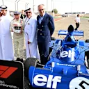 BAHRAIN, BAHRAIN - APRIL 13: Sir Jackie Stewart on the grid after driving his Tyrrell 006 prior to