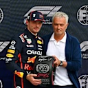 Football manager Jose Mourinho was on hand to give Max Verstappen his pole position award