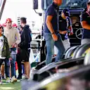 Fans put their skills to the test in pit stop challenge.