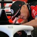 Haas takes a closer look at the car he is about to drive at Goodwood
