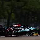 IMOLA, ITALY - MAY 18: George Russell of Great Britain driving the (63) Mercedes AMG Petronas F1 Team W15 on track during final practice ahead of the F1 Grand Prix of Emilia-Romagna at Autodromo Enzo e Dino Ferrari Circuit on May 18, 2024 in Imola, Italy. (Photo by Bryn Lennon - Formula 1/Formula 1 via Getty Images)