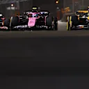 LAS VEGAS, NEVADA - NOVEMBER 23: Lando Norris of Great Britain driving the (4) McLaren MCL38 Mercedes leads Pierre Gasly of France driving the (10) Alpine F1 A524 Renault during the F1 Grand Prix of Las Vegas at Las Vegas Strip Circuit on November 23, 2024 in Las Vegas, Nevada. (Photo by Mark Thompson/Getty Images)