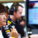ABU DHABI, UNITED ARAB EMIRATES - DECEMBER 05: Yuki Tsunoda of Japan and Oracle Red Bull Racing prepares to drive in the garage during practice ahead of the F1 Grand Prix of Abu Dhabi at Yas Marina Circuit on December 05, 2025 in Abu Dhabi, United Arab Emirates. (Photo by Mark Thompson/Getty Images)