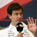 SPIELBERG, AUSTRIA - JUNE 27: Toto Wolff, Executive Director of Mercedes AMG Petronas F1 Team in the Team Principals Press Conference during practice ahead of the F1 Grand Prix of Austria at Red Bull Ring on June 27, 2025 in Spielberg, Austria. (Photo by Clive Rose/Getty Images)