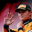 SPA, BELGIUM - JULY 27: Second placed Lando Norris of Great Britain and McLaren celebrates on the podium during the F1 Grand Prix of Belgium at Circuit de Spa-Francorchamps on July 27, 2025 in Spa, Belgium. (Photo by Mark Thompson/Getty Images)