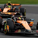 SPA, BELGIUM - JULY 26: Oscar Piastri of Australia driving the (81) McLaren MCL39 Mercedes leads Lando Norris of Great Britain driving the (4) McLaren MCL39 Mercedes on track during the Sprint ahead of the F1 Grand Prix of Belgium at Circuit de Spa-Francorchamps on July 26, 2025 in Spa, Belgium. (Photo by Ryan Pierse/Getty Images)