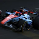 SAO PAULO, BRAZIL - NOVEMBER 07: Sparks fly behind Alexander Albon of Thailand driving the (23) Williams FW47 Mercedes on track during Sprint Qualifying ahead of the F1 Grand Prix of Brazil at Autodromo Jose Carlos Pace on November 07, 2025 in Sao Paulo, Brazil. (Photo by Mark Thompson/Getty Images)
