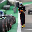 SAO PAULO, BRAZIL - NOVEMBER 07: Max Verstappen of the Netherlands and Oracle Red Bull Racing ewalks in parc ferme during Sprint Qualifying ahead of the F1 Grand Prix of Brazil at Autodromo Jose Carlos Pace on November 07, 2025 in Sao Paulo, Brazil. (Photo by Peter Fox/Getty Images)