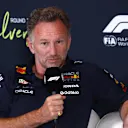 NORTHAMPTON, ENGLAND - JULY 04: Christian Horner, Team Principal of Oracle Red Bull Racing in the Team Principals Press Conference during practice ahead of the F1 Grand Prix of Great Britain at Silverstone Circuit on July 04, 2025 in Northampton, England. (Photo by Clive Rose/Getty Images)