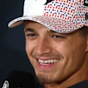 NORTHAMPTON, ENGLAND - JULY 03: Lando Norris of Great Britain and McLaren in the Drivers Press Conference during previews ahead of the F1 Grand Prix of Great Britain at Silverstone Circuit on July 03, 2025 in Northampton, England. (Photo by Clive Rose/Getty Images)