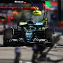 BUDAPEST, HUNGARY - AUGUST 01: Lance Stroll of Canada driving the (18) Aston Martin F1 Team AMR25 Mercedes in the Pitlane during practice ahead of the F1 Grand Prix of Hungary at Hungaroring on August 01, 2025 in Budapest, Hungary. (Photo by Bryn Lennon - Formula 1/Formula 1 via Getty Images)