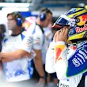 MONZA, ITALY - SEPTEMBER 05: Isack Hadjar of France and Visa Cash App Racing Bulls prepares to drive in the garage during practice ahead of the F1 Grand Prix of Italy at Autodromo Nazionale Monza on September 05, 2025 in Monza, Italy. (Photo by Rudy Carezzevoli/Getty Images)