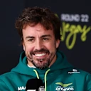 LAS VEGAS, NEVADA - NOVEMBER 19: Fernando Alonso of Spain and Aston Martin F1 Team speaks in the Drivers Press Conference during previews ahead of the F1 Grand Prix of Las Vegas at Las Vegas Strip Circuit on November 19, 2025 in Las Vegas, Nevada. (Photo by Clive Rose/Getty Images)