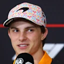 MEXICO CITY, MEXICO - OCTOBER 23: Oscar Piastri of Australia and McLaren speaks in the Drivers Press Conference during previews ahead of the F1 Grand Prix of Mexico at Autodromo Hermanos Rodriguez on October 23, 2025 in Mexico City, Mexico. (Photo by Clive Rose/Getty Images)