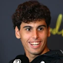 ZANDVOORT, NETHERLANDS - AUGUST 28: Gabriel Bortoleto of Brazil and Stake F1 Team Kick Sauber speaks in the Drivers Press Conference during previews ahead of the F1 Grand Prix of Netherlands at Circuit Zandvoort on August 28, 2025 in Zandvoort, Netherlands. (Photo by Clive Rose/Getty Images)