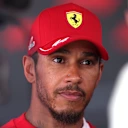 ZANDVOORT, NETHERLANDS - AUGUST 30: Seventh placed qualifier Lewis Hamilton of Great Britain and Scuderia Ferrari is interviewed during qualifying ahead of the F1 Grand Prix of Netherlands at Circuit Zandvoort on August 30, 2025 in Zandvoort, Netherlands. (Photo by Andrew Ferraro - Formula 1/Formula 1 via Getty Images)