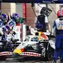 LUSAIL CITY, QATAR - NOVEMBER 30: Isack Hadjar of France driving the (6) Visa Cash App Racing Bulls VCARB 02 makes a pitstop during the F1 Grand Prix of Qatar at Lusail International Circuit on November 30, 2025 in Lusail City, Qatar. (Photo by Peter Fox/Getty Images)
