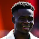 Bukayo Saka was all smiles at the Circuit de Barcelona-Catalunya
