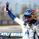 AUSTIN, TEXAS - OCTOBER 18: Third placed Carlos Sainz of Spain and Williams waves in parc ferme during the Sprint ahead of the F1 Grand Prix of United States at Circuit of The Americas on October 18, 2025 in Austin, Texas. (Photo by Peter Fox/Getty Images)
