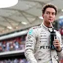 AUSTIN, TEXAS - OCTOBER 18: Second placed George Russell of Great Britain and Mercedes AMG Petronas F1 Team looks on during the Sprint ahead of the F1 Grand Prix of United States at Circuit of The Americas on October 18, 2025 in Austin, Texas. (Photo by Mario Renzi - Formula 1/Formula 1 via Getty Images)