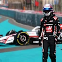 Ryo Hirakawa walks away following an off in the Haas