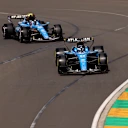 MELBOURNE, AUSTRALIA - MARCH 06: Alexander Albon of Thailand driving the (23) Williams FW48 Mercedes leads Carlos Sainz of Spain driving the (55) Williams FW48 Mercedes on track during practice ahead of the F1 Grand Prix of Australia at Albert Park Grand Prix Circuit on March 06, 2026 in Melbourne, Australia. (Photo by Anni Graf - Formula 1/Formula 1 via Getty Images)