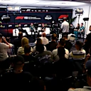 MELBOURNE, AUSTRALIA - MARCH 06: Toto Wolff, Executive Director of Mercedes AMG Petronas F1 Team Adrian Newey, Team Principal of Aston Martin F1 Team and Graeme Lowdon, Team Principal of Cadillac F1 Team in the Team Principals Press Conference during practice ahead of the F1 Grand Prix of Australia at Albert Park Grand Prix Circuit on March 06, 2026 in Melbourne, Australia. (Photo by Mark Sutton - Formula 1/Formula 1 via Getty Images)