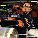 MONTREAL, QUEBEC - MAY 22: Lando Norris of Great Britain and McLaren looks on in the garage during Sprint Qualifying ahead of the F1 Grand Prix of Canada at Circuit Gilles-Villeneuve on May 22, 2026 in Montreal, Quebec. (Photo by Mark Sutton - Formula 1/Formula 1 via Getty Images)