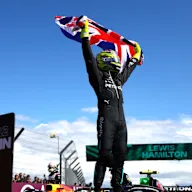 NORTHAMPTON, ENGLAND - JULY 07: Race winner Lewis Hamilton of Great Britain and Mercedes celebrates