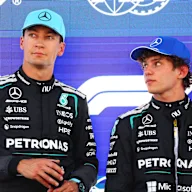 BARCELONA, SPAIN - JUNE 13: Pole position qualifier George Russell of Great Britain and Mercedes