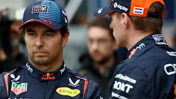 CIRCUIT DE SPA FRANCORCHAMPS, BELGIUM - JULY 27: Sergio Perez, Red Bull Racing, and pole man Max