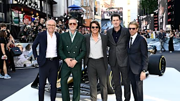 LONDON, ENGLAND - JUNE 23: (L-R) Brad Pitt, Tom Cruise and Joseph Kosinski attend the European