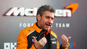 LAS VEGAS, NEVADA - NOVEMBER 19: Andrea Stella, Team Principal of McLaren talks to the media during