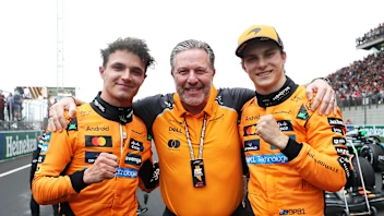 SHANGHAI, CHINA - MARCH 23: Second placed Lando Norris of Great Britain and McLaren Zak Brown,