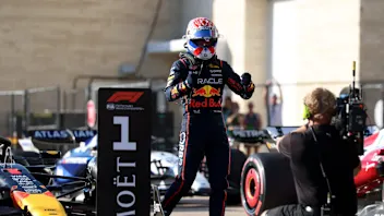 AUSTIN, TEXAS - OCTOBER 18: Pole position qualifier Max Verstappen of the Netherlands and Oracle