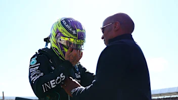 NORTHAMPTON, ENGLAND - JULY 07: Race winner Lewis Hamilton of Great Britain and Mercedes celebrates